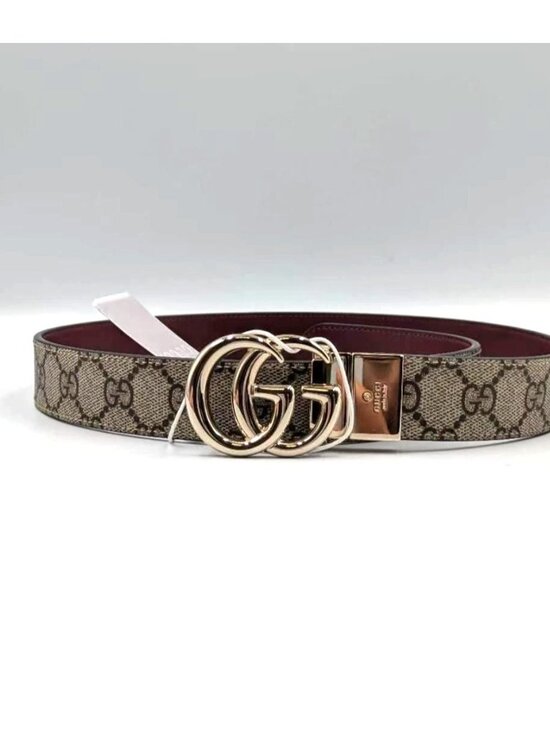Gucci GG Supreme Marmont W30mm Reversible  Belt Beige Rosso Ancora Red 85cm 6594 main image 10